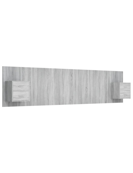 Testiera Letto con Comodini in Legno Multistrato Grigio Sonoma