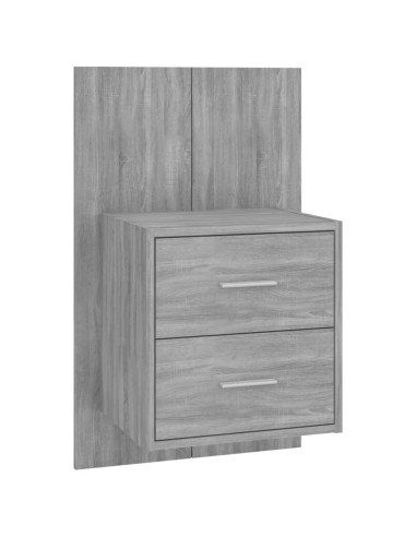 Testiera Letto con Comodini in Legno Multistrato Grigio Sonoma