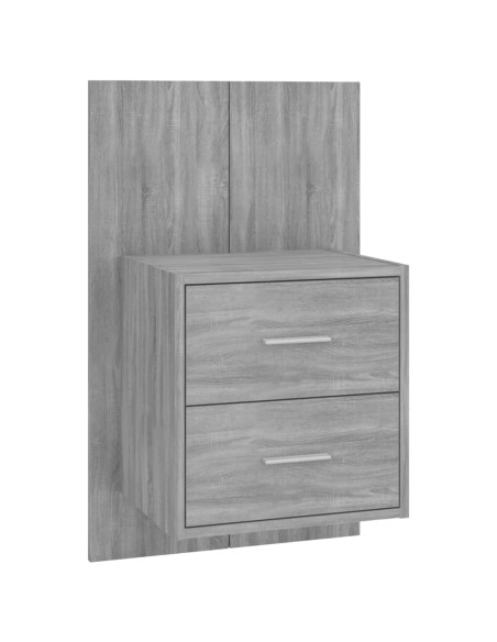 Testiera Letto con Comodini in Legno Multistrato Grigio Sonoma