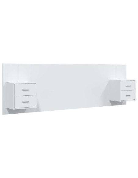 Testiera per Letto con Comodini in Legno Multistrato Bianco