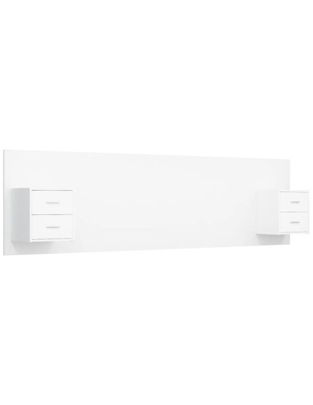 Testiera per Letto con Armadietti in Legno Multistrato Bianco