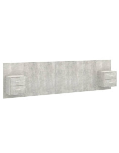 Testiera Letto con Armadietti Legno Multistrato Grigio Cemento