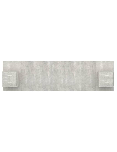 Testiera Letto con Armadietti Legno Multistrato Grigio Cemento