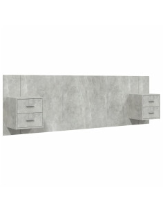 Testiera Letto con Comodini in Legno Multistrato Grigio Cemento