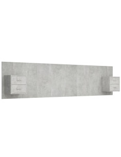 Testiera Letto con Comodini in Legno Multistrato Grigio Cemento