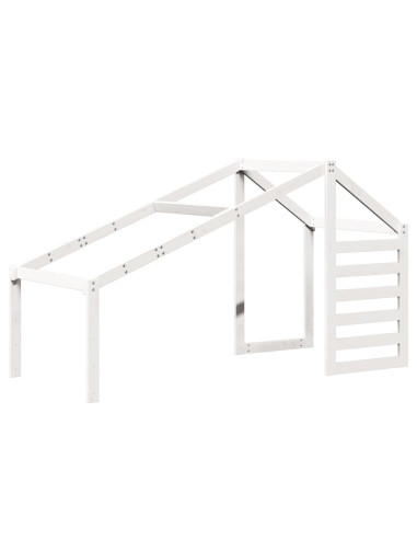 Letto a Castello con Tetto Bianco 90x190 cm Legno Massello Pino