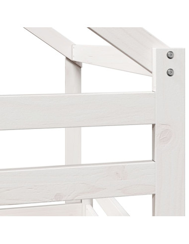 Letto a Castello con Tetto Bianco 90x190 cm Legno Massello Pino