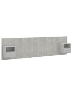 Testiera Letto con Armadietti Legno Multistrato Grigio Cemento