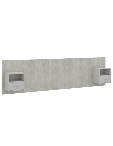 Testiera Letto con Armadietti Legno Multistrato Grigio Cemento