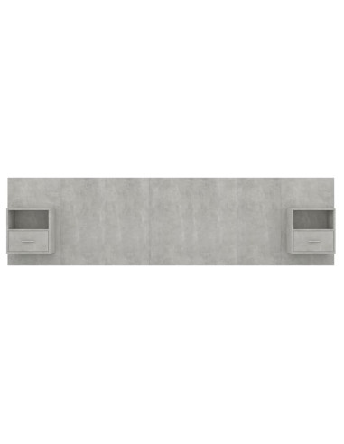 Testiera Letto con Armadietti Legno Multistrato Grigio Cemento