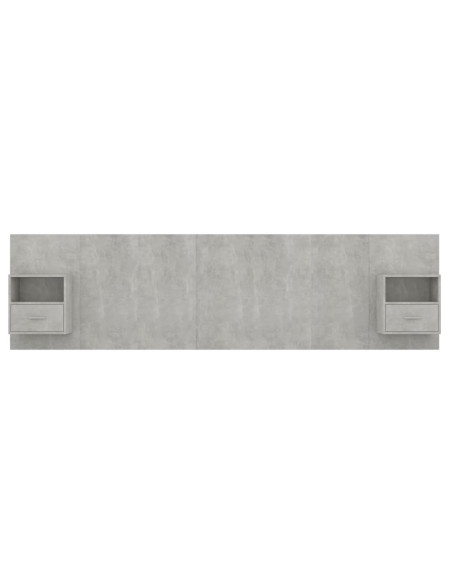 Testiera Letto con Armadietti Legno Multistrato Grigio Cemento