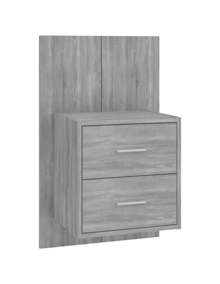 Testiera Letto con Comodini in Legno Multistrato Grigio Sonoma