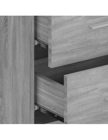 Testiera Letto con Comodini in Legno Multistrato Grigio Sonoma