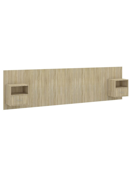 Testiera Letto con Armadietti Legno Multistrato Rovere Sonoma