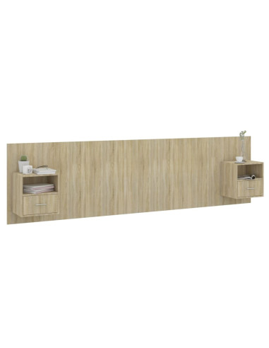 Testiera Letto con Armadietti Legno Multistrato Rovere Sonoma