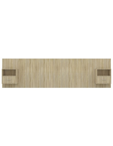 Testiera Letto con Armadietti Legno Multistrato Rovere Sonoma