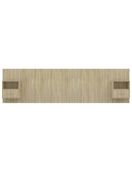 Testiera Letto con Armadietti Legno Multistrato Rovere Sonoma