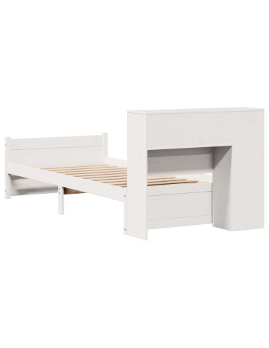 Letto Libreria senza Materasso Bianco 100x200 cm Legno di Pino