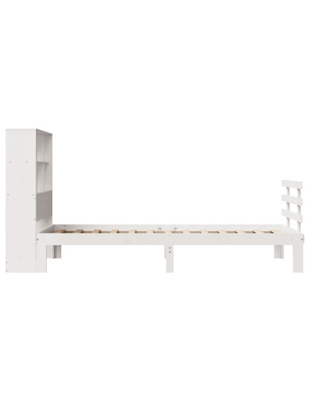 Letto Libreria senza Materasso Bianco 90x190 cm Massello Pino