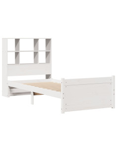 Letto Libreria senza Materasso Bianco 90x190 cm Massello Pino 2