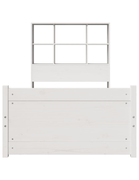 Letto Libreria senza Materasso Bianco 90x190 cm Massello Pino