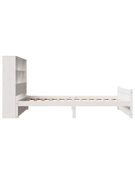 Letto Libreria senza Materasso Bianco 90x190 cm Massello Pino