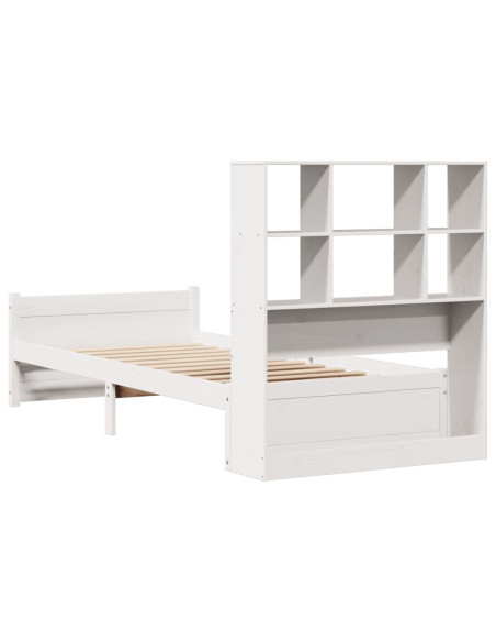 Letto Libreria senza Materasso Bianco 90x190 cm Massello Pino