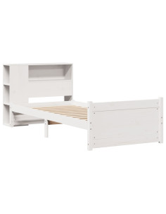 Letto Libreria senza Materasso Bianco 90x190 cm Massello Pino 2