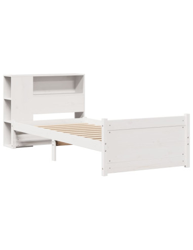 Letto Libreria senza Materasso Bianco 90x190 cm Massello Pino