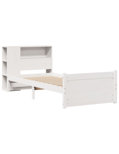Letto Libreria senza Materasso Bianco 90x190 cm Massello Pino