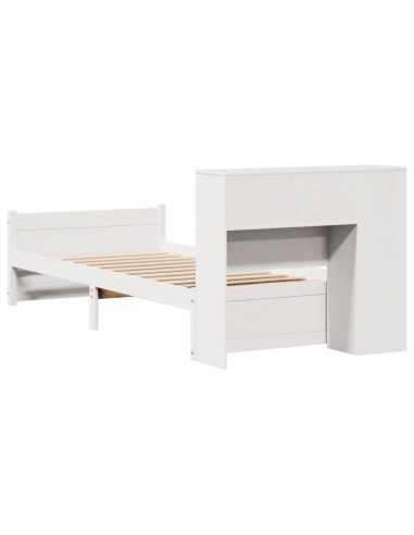 Letto Libreria senza Materasso Bianca 90x200 cm Legno di Pino