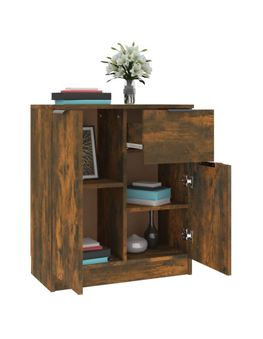 Credenze 2 pz Rovere Fumo 60x30x70 cm in Legno Multistrato