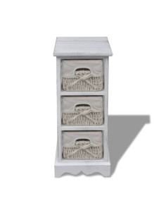 Struttura in Legno con 3 Cestini Intrecciati Bianchi 2