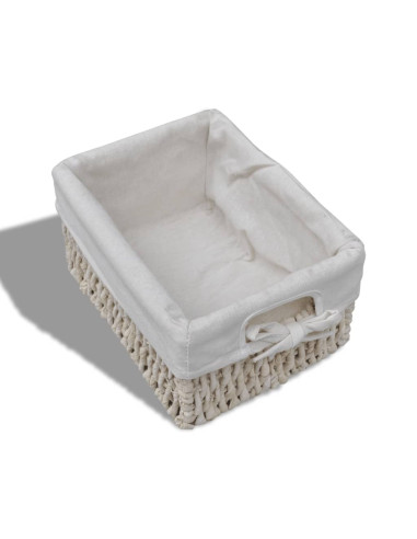 Struttura in Legno con 3 Cestini Intrecciati Bianchi