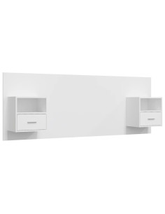 Testiera per Letto con Comodini in Legno Multistrato Bianco