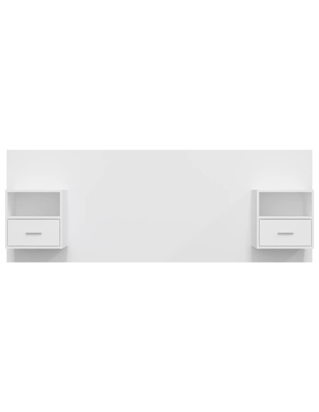 Testiera per Letto con Comodini in Legno Multistrato Bianco