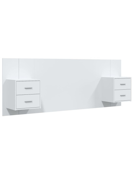 Testiera per Letto con Comodini in Legno Multistrato Bianco
