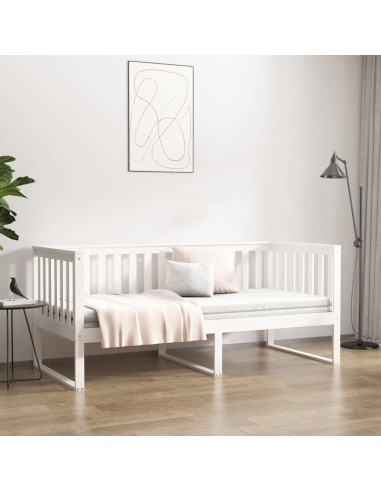 Dormeuse senza Materasso Bianco 100x200 cm Legno Massello Pino