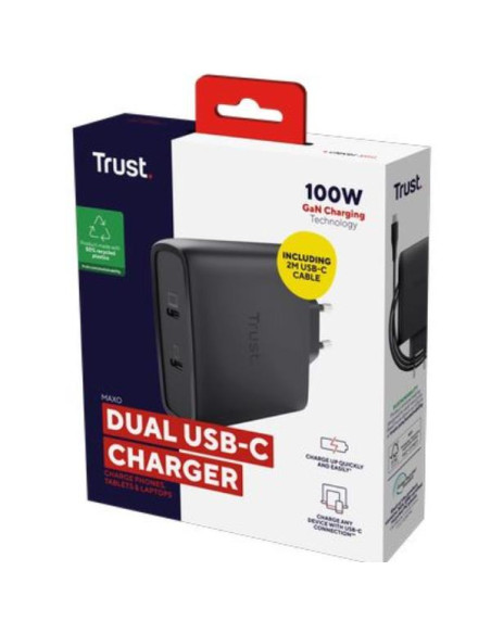 MAXO 100W 2P USB-C GAN CHARGER BLK
