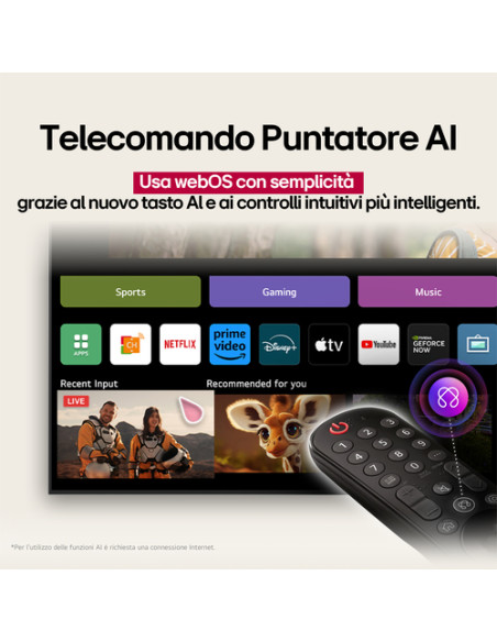 LG QNED AI 43QNED80A6B TV Serie QNED80 43'' 4K, α7 Gen8, HDR10, 20W, 3 HDMI con Game Optimizer, Smart TV WebOS 25