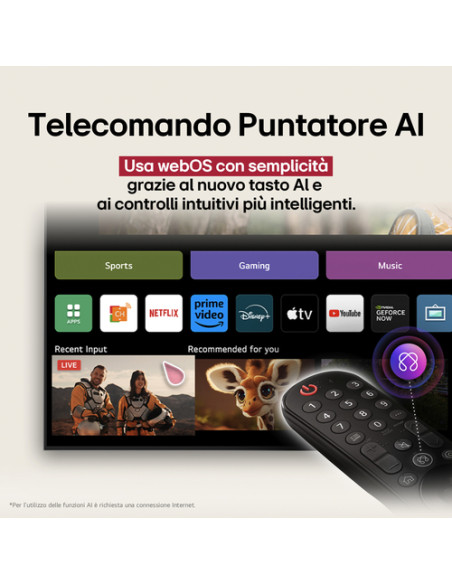LG QNED evo AI 50QNED86A6C TV Serie QNED86 50'' 4K, α7 Gen8, HDR10, 20W, 3 HDMI con Game Optimizer, Smart TV WebOS 25