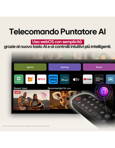 LG QNED AI 50QNED80A6A TV Serie QNED80 50'' 4K, α7 Gen8, HDR10, 20W, 3 HDMI con Game Optimizer, Smart TV WebOS 25