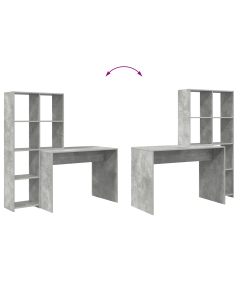 Scrivania Grigio cemento 138,5 x 55 x 143 cm Legno multistrato 2