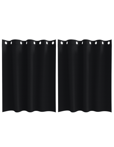Tende Blackout con Anelli 2 pcs Nero 140 x 140 cm Poliestere