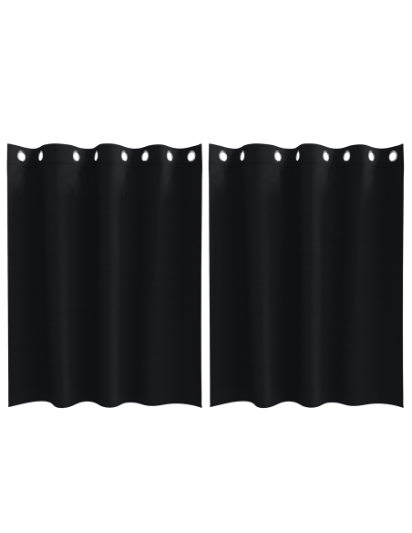 Tende Blackout con Anelli 2 pcs Nero 140 x 140 cm Poliestere