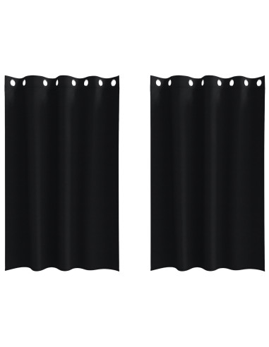 Tende Blackout con Anelli 2 pcs Nero 175 x 140 cm Poliestere