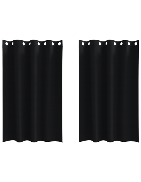 Tende Blackout con Anelli 2 pcs Nero 175 x 140 cm Poliestere
