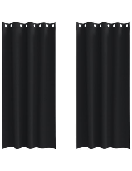 Tende con tende 2 pcs Nero 225 x 140 cm Poliestere