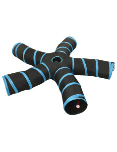 Tunnel per Gatti a 5 Vie Nero e Blu 25 cm in Poliestere 2