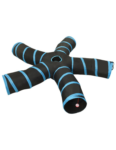Tunnel per Gatti a 5 Vie Nero e Blu 25 cm in Poliestere